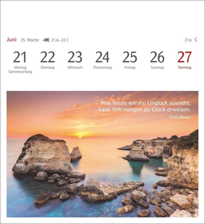 Produktbild: Momente des Gl&uuml;cks Postkartenkalender 2027 - Wochenkalender mit Zitaten, mit 53 Postkarten