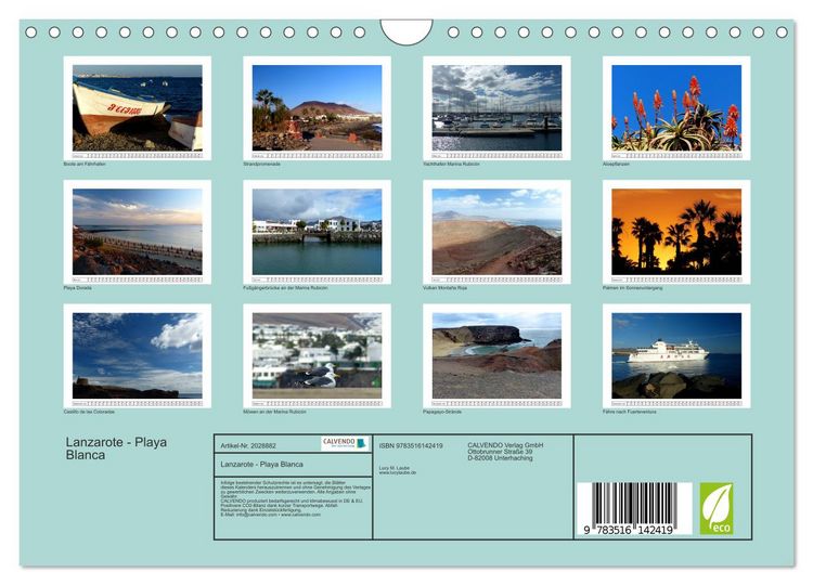 Produktbild: Lanzarote - Playa Blanca (Wandkalender 2026 DIN A4 quer), CALVENDO Monatskalender