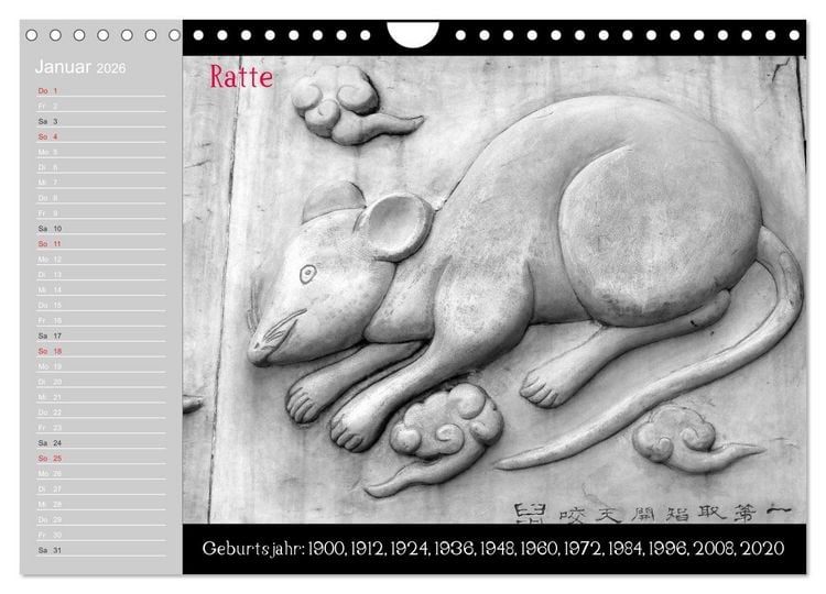 Produktbild: Das Chinesische Horoskop / Geburtstagskalender (Wandkalender 2026 DIN A4 quer), CALVENDO Monatskalender