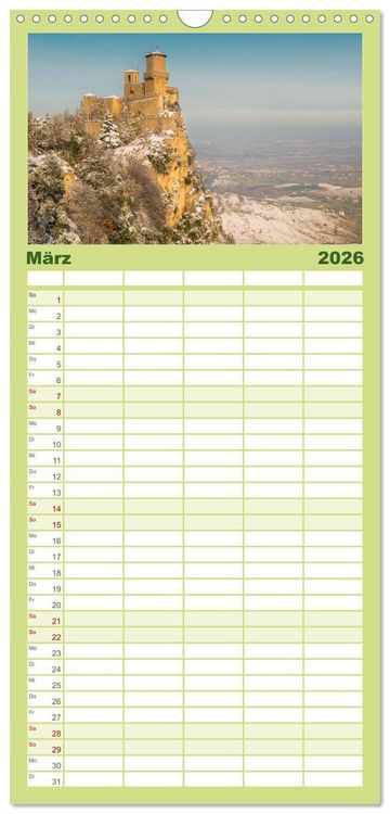 Produktbild: Familienplaner 2026 - San Marino Die &auml;lteste Republik der Welt mit 5 Spalten (Wandkalender, 21 x 45 cm) CALVENDO