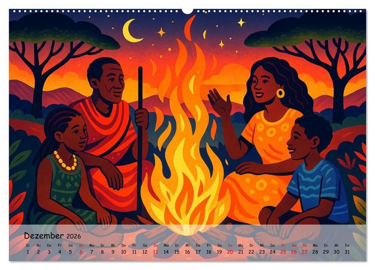 Produktbild: AFRIKA VIBES &ndash; Zw&ouml;lf Bilder voll Stolz, Leben und Licht (hochwertiger Premium Wandkalender 2026 DIN A2 quer), Kunstdruck in Hochglanz