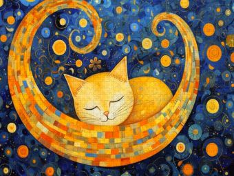 Produktbild: CALVENDO Puzzle Katze im Stil von Gustav Klimt | 2000 Teile Lege-Gr&ouml;&szlig;e 90x67cm Foto-Puzzle f&uuml;r gl&uuml;ckliche Stunden