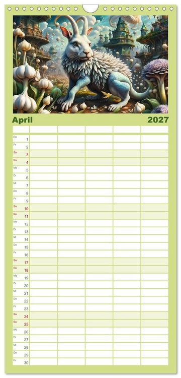 Produktbild: Familienplaner 2027 - Verborgene Welten: Arkanum der mystischen Tierwesen mit 5 Spalten (Wandkalender, 21 x 45 cm) CALVENDO