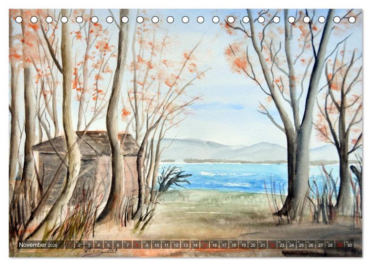 Produktbild: Chiemsee Aquarelle (Tischkalender 2026 DIN A5 quer), CALVENDO Monatskalender