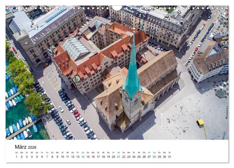 Produktbild: Luftbildkalender Z&uuml;rich (Wandkalender 2026 DIN A3 quer), CALVENDO Monatskalender