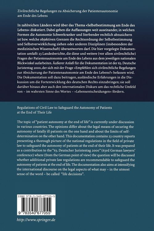 Produktbild: Zivilrechtliche Regelungen zur Absicherung der Patientenautonomie am Ende des Lebens/Regulations of Civil Law to Safeguard the Autonomy of Patients at the End of Their Life
