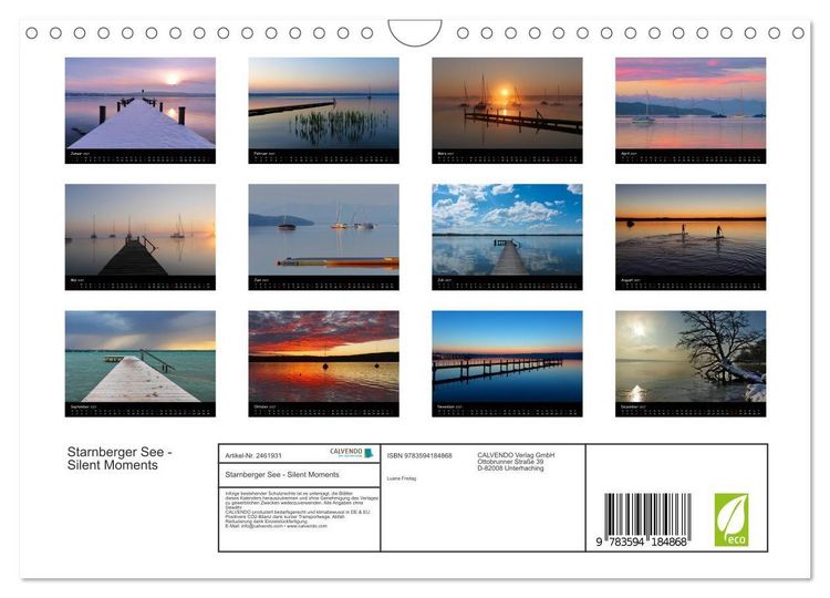 Produktbild: Starnberger See - Silent Moments (Wandkalender 2027 DIN A4 quer), CALVENDO Monatskalender