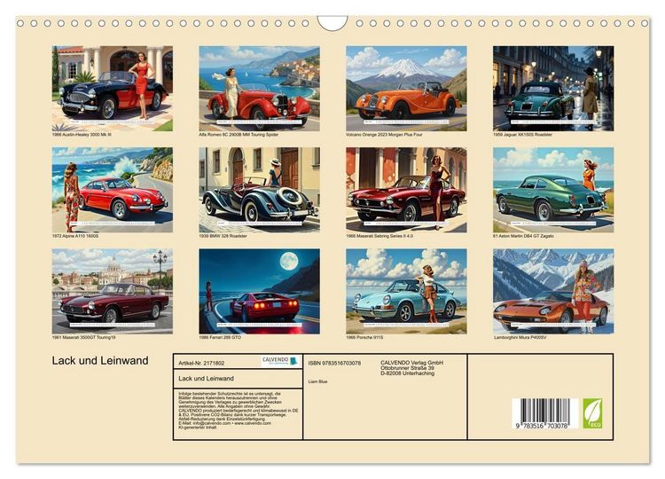 Produktbild: Lack und Leinwand (Wandkalender 2026 DIN A3 quer), CALVENDO Monatskalender