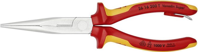 Produktbild: Knipex 26 16 200 T VDE Flachrundzange Chrom-Vanadium Stahl 200mm