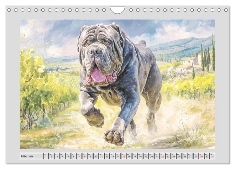 Produktbild: Mastino Napoletano. Die wuchtigen Molosser im Painting-Stil (Wandkalender 2026 DIN A4 quer), CALVENDO Monatskalender