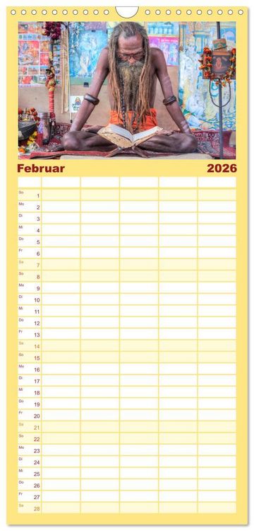 Produktbild: Familienplaner 2026 - Indiens Gesichter mit 5 Spalten (Wandkalender, 21 x 45 cm) CALVENDO
