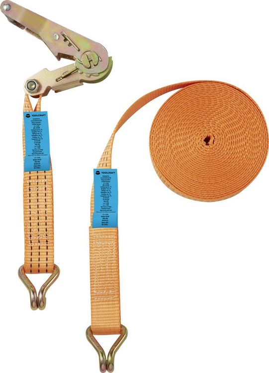 Produktbild: TOOLCRAFT Zweiteiliger Spanngurt Zugkraft LC Niederzurren (einzeln/direkt)=1500 daN (L x B) 8000 mm x 38 mm Ratsche