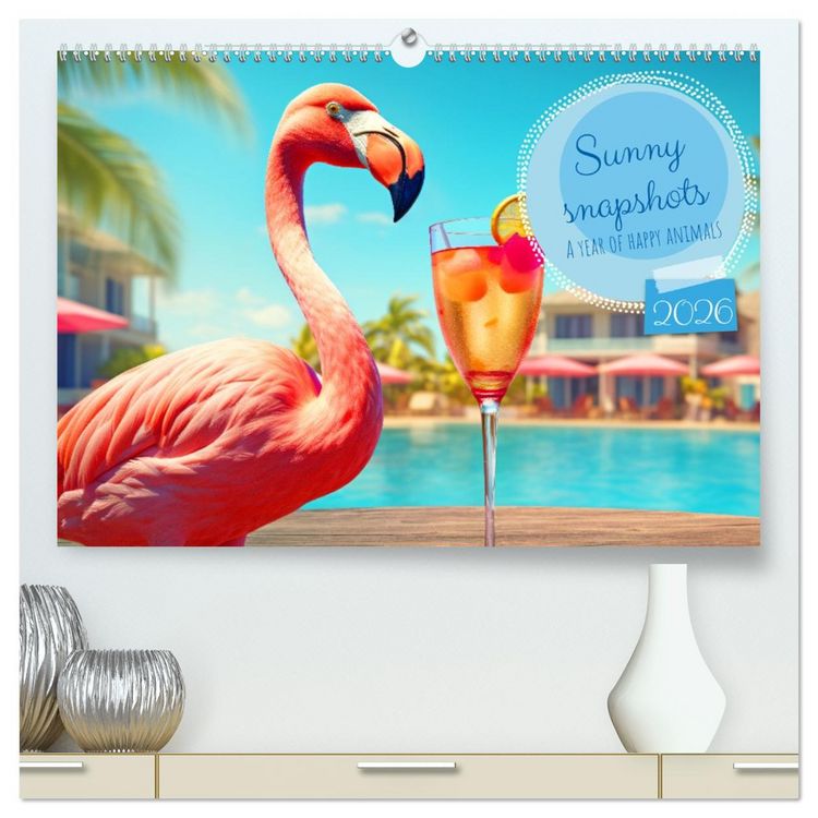Produktbild: Sunny snapshots - A year of happy animals (High Quality Premium Wall Calendar 2026 DIN A2 landscape),CALVENDO 12 Month Wall Calendar