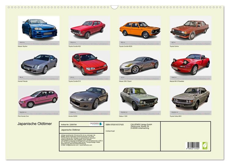 Produktbild: Japanische Oldtimer (Wandkalender 2026 DIN A2 quer), CALVENDO Monatskalender