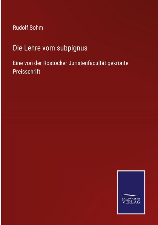 Produktbild: Die Lehre vom subpignus