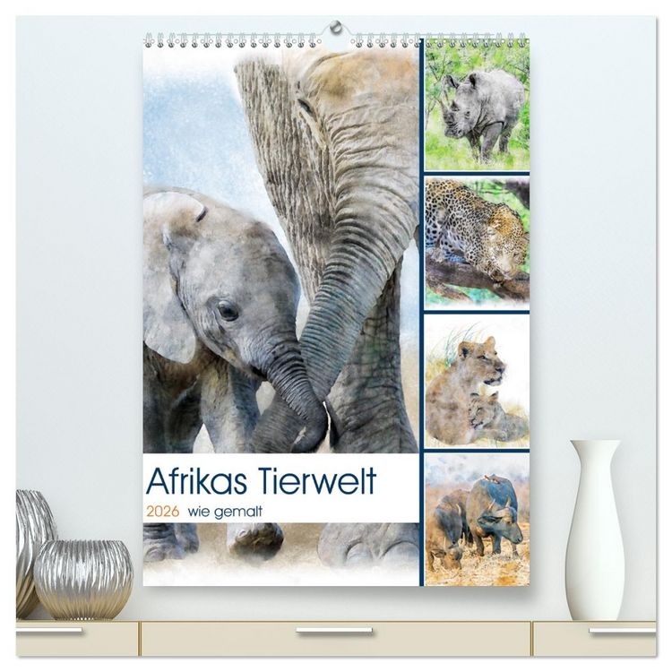 Produktbild: Afrikas Tierwelt - wie gemalt (hochwertiger Premium Wandkalender 2026 DIN A2 hoch), Kunstdruck in Hochglanz