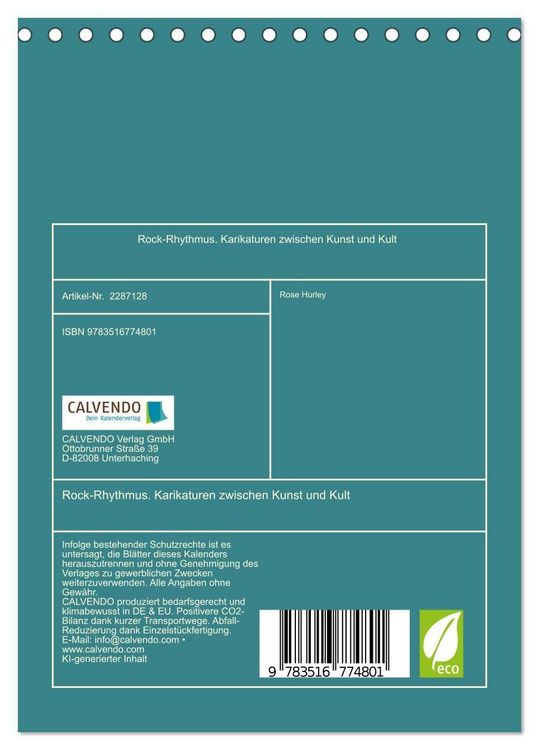 Produktbild: Rock-Rhythmus. Karikaturen zwischen Kunst und Kult (Tischkalender 2027 DIN A5 hoch), CALVENDO Monatskalender