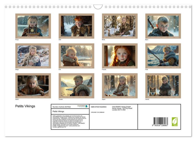 Produktbild: Petits Vikings (Calendrier mural 2026 DIN A3 vertical), CALVENDO calendrier mensuel