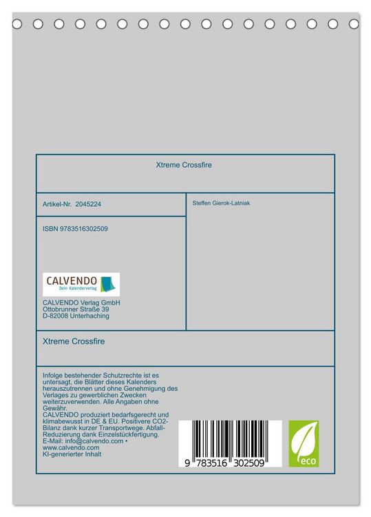 Produktbild: Xtreme Crossfire (Tischkalender 2026 DIN A5 hoch), CALVENDO Monatskalender