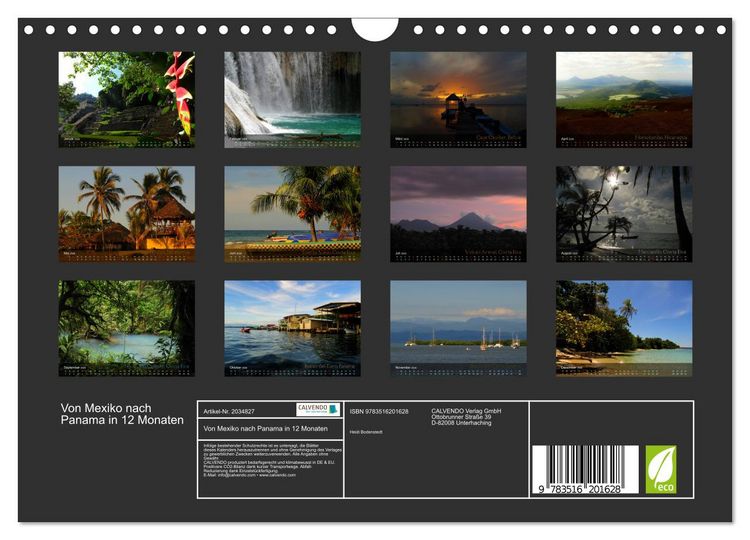 Produktbild: Von Mexiko nach Panama in 12 Monaten (Wandkalender 2026 DIN A4 quer), CALVENDO Monatskalender