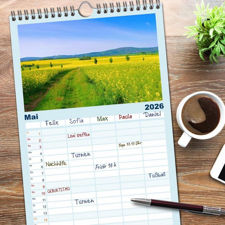 Produktbild: Familienplaner 2026 - Zittauer Gebirge - Deutschlands kleinstes Mittelgebirge mit 5 Spalten (Wandkalender, 21 x 45 cm) CALVENDO
