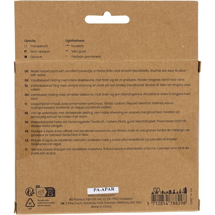 Produktbild: Creativ Company Gouachefarbe, Pastellfarben, 6x20 ml
