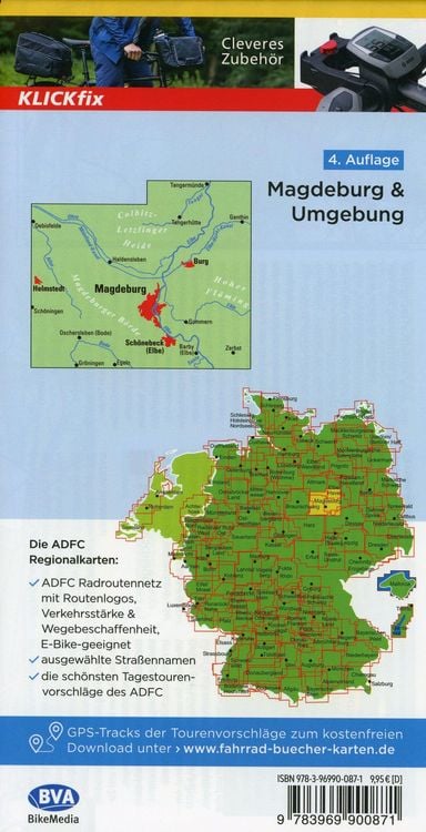 Produktbild: ADFC-Regionalkarte Magdeburg & Umgebung, 1:75.000, mit Tagestourenvorschlägen, reiß- und wetterfest, E-Bike-geeignet, GPS-Tracks-Download
