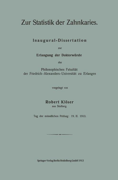Produktbild: Zur Statistik der Zahnkaries
