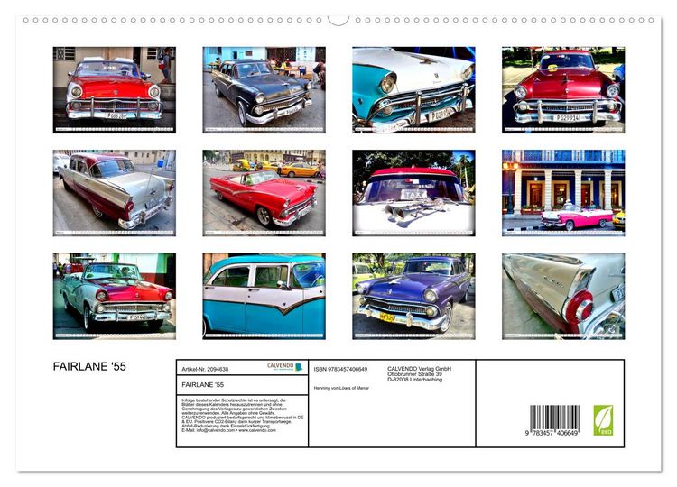 Produktbild: FAIRLANE '55 (hochwertiger Premium Wandkalender 2026 DIN A2 quer), Kunstdruck in Hochglanz