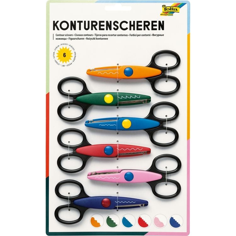 Produktbild: folia Konturenscheren verschiedene Farben 6 St&uuml;ck