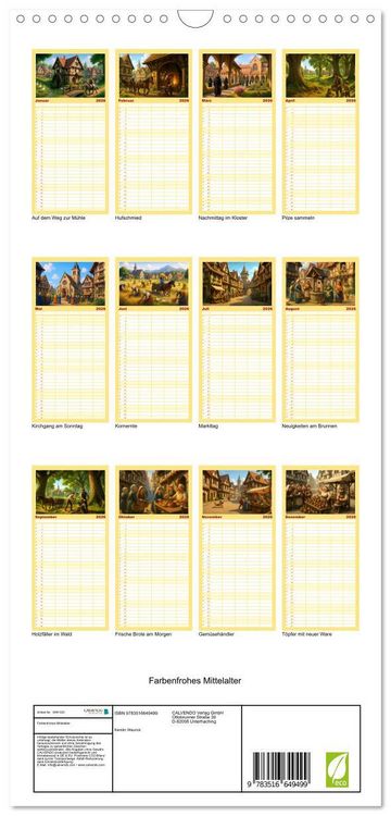 Produktbild: Familienplaner 2026 - Farbenfrohes Mittelalter mit 5 Spalten (Wandkalender, 21 x 45 cm) CALVENDO
