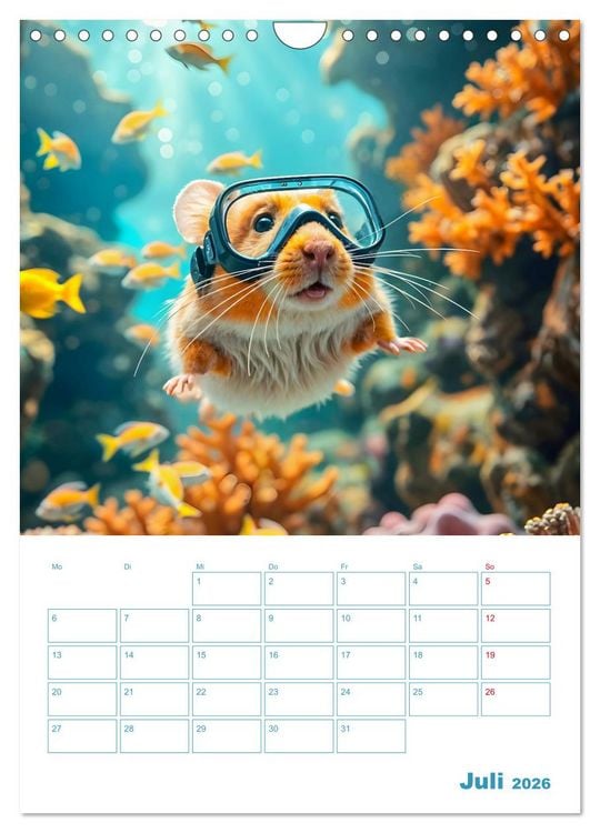 Produktbild: Holiday Hamster - Urlaubsfeeling pur mit sonnigen KI Hamstern (Wandkalender 2026 DIN A4 hoch), CALVENDO Monatskalender