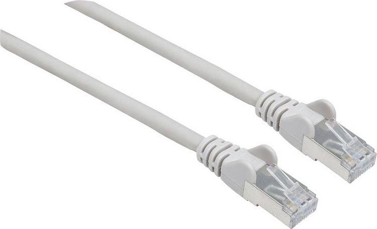 Produktbild: Intellinet 741040 RJ45 Patchkabel CAT 6a S/FTP 10.00 m Grau Folienschirm, Geflechtschirm, Geschirmt, Halogenfrei 1 St.