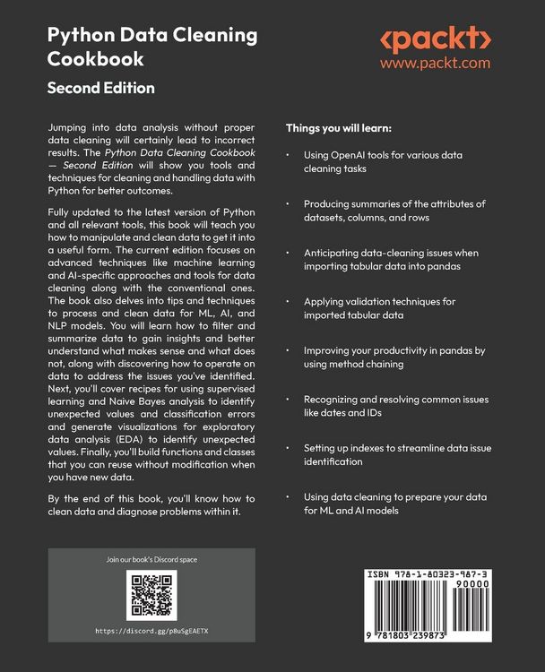 Produktbild: Python Data Cleaning Cookbook - Second Edition