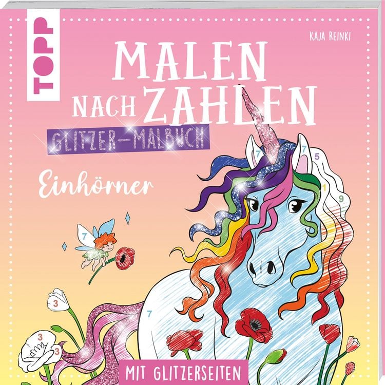Produktbild: Malen nach Zahlen Glitzer-Malbuch Einh&ouml;rner