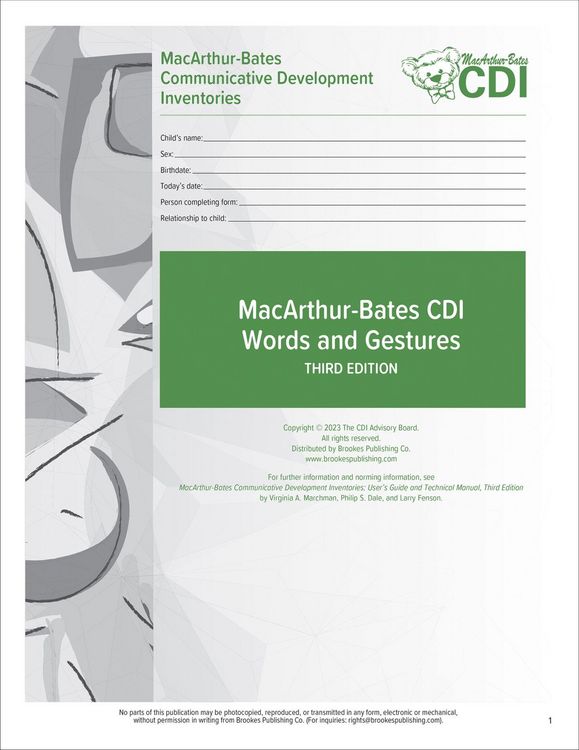 Produktbild: Macarthur-Bates Communicative Development Inventories (CDI) Words and Gestures Forms
