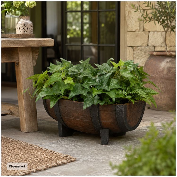 Produktbild: HTI-Living HTI-Living Pflanzk&uuml;bel Fass 2er-Set Nessa HTI-Living Pflanzk&uuml;bel Fass 2er-Set Nessa