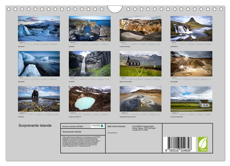 Produktbild: Surprenante Islande (Calendrier mural 2026 DIN A4 vertical), CALVENDO calendrier mensuel