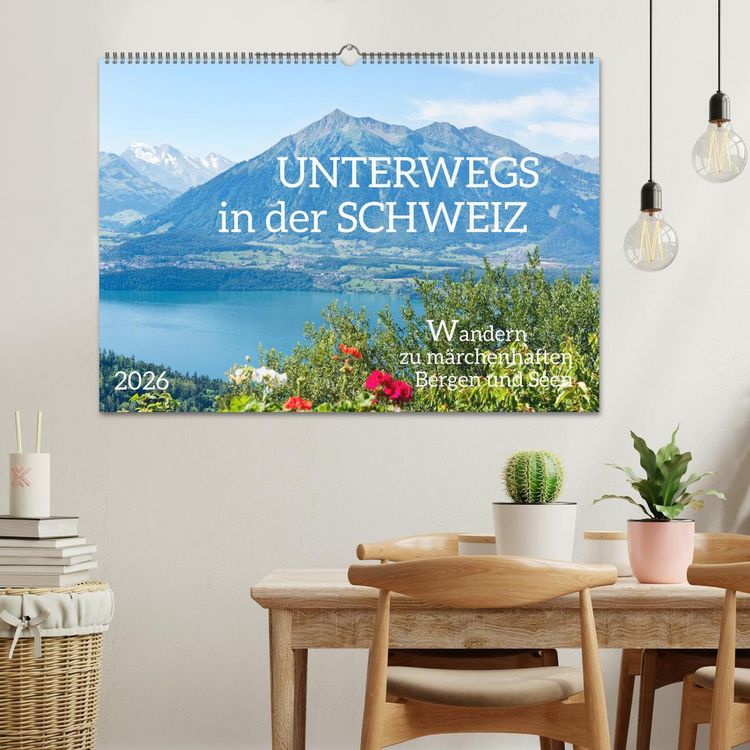 Produktbild: Unterwegs in der Schweiz: Wandern zu m&auml;rchenhaften Bergen und Seen (Wandkalender 2026 DIN A2 quer), CALVENDO Monatskalender