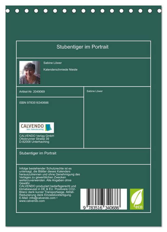 Produktbild: Stubentiger im Portrait (Tischkalender 2026 DIN A5 hoch), CALVENDO Monatskalender