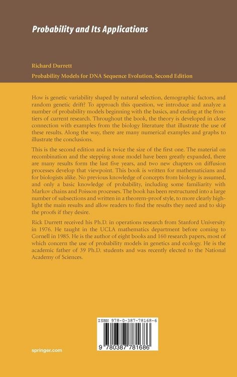 Produktbild: Probability Models for DNA Sequence Evolution
