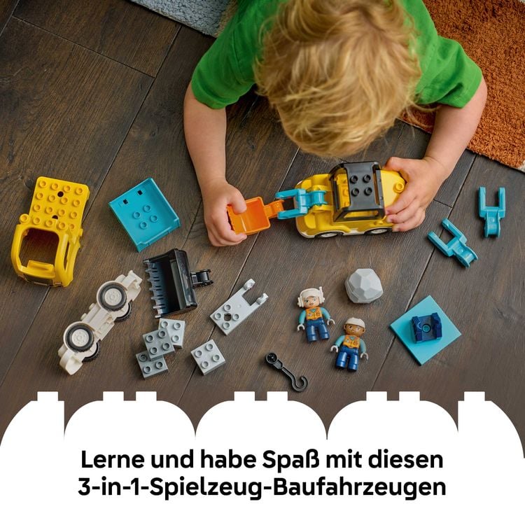 Produktbild: LEGO DUPLO Town 10475 Baufahrzeuge &ndash; 3-in-1-Set, Lernspielzeug 2 Jahre