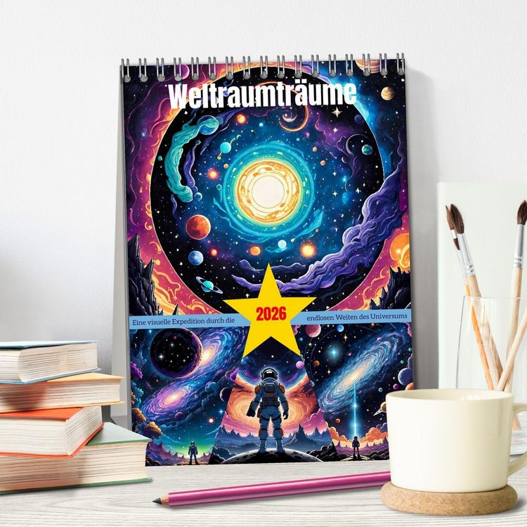 Produktbild: Weltraumtr&auml;ume (Tischkalender 2026 DIN A5 hoch), CALVENDO Monatskalender