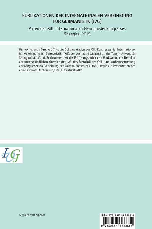 Produktbild: Akten des XIII. Internationalen Germanistenkongresses Shanghai 2015 &ndash; Germanistik zwischen Tradition und Innovation