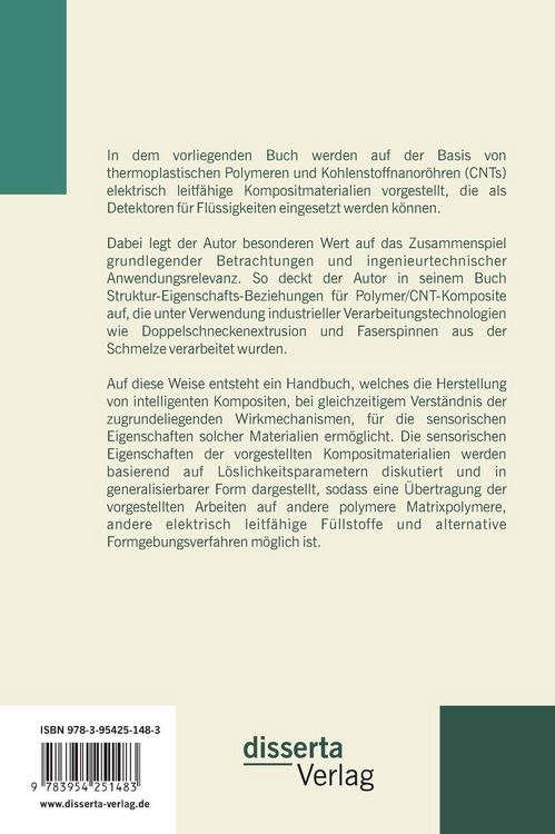 Produktbild: Elektrisch leitf&auml;hige Polymerkomposite mit Kohlenstoffnanor&ouml;hren f&uuml;r den Einsatz als Fl&uuml;ssigkeitsdetektoren: Herstellung und Eigenschaften