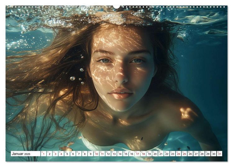 Produktbild: Aqua Desire &ndash; KI-Sch&ouml;nheiten unter Wasser (hochwertiger Premium Wandkalender 2026 DIN A2 quer), Kunstdruck in Hochglanz