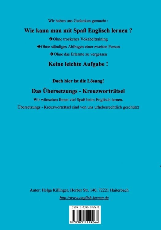 Produktbild: Englisch lernen mit Spa&szlig;. Kreuzwortr&auml;tsel deutsch-englisch