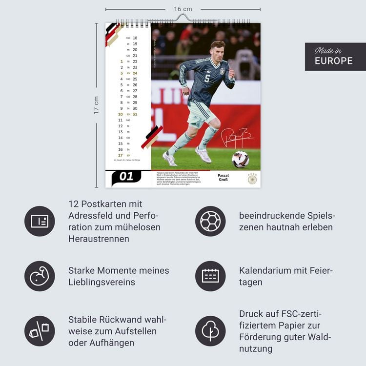 Produktbild: DFB M&auml;nner Postkartenkalender 2027