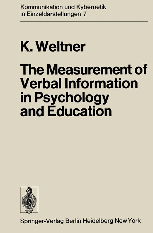 Produktbild: The Measurement of Verbal Information in Psychology and Education