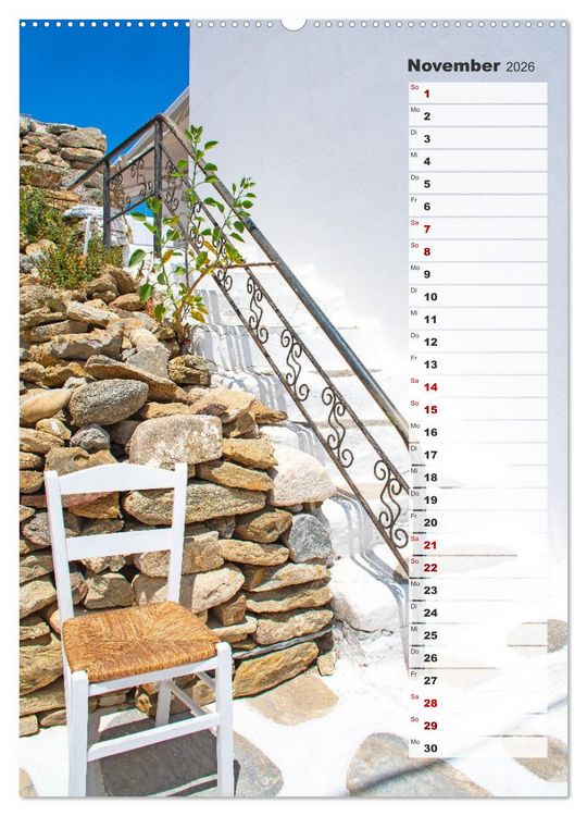 Produktbild: Bunte Treppen auf Mykonos - Reiseplaner (Wandkalender 2026 DIN A2 hoch), CALVENDO Monatskalender
